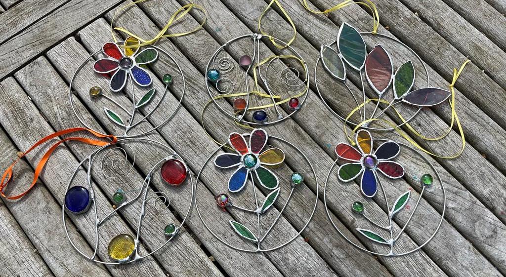 A photo showing stained glass flower crafts